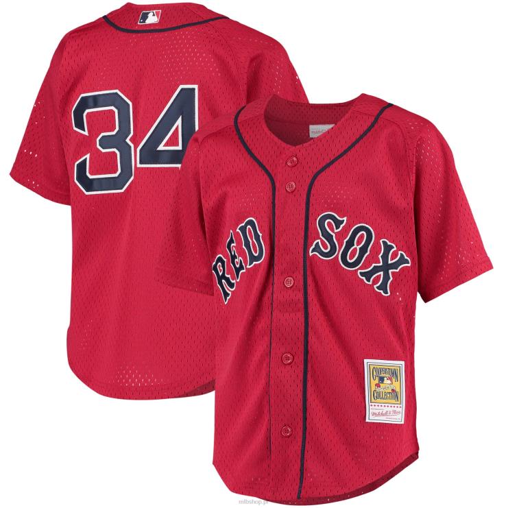 boston red sox david ortiz mitchell & ness czerwona koszulka treningowa z kolekcji cooperstown młodzież 0J02V535 MLB Jerseys