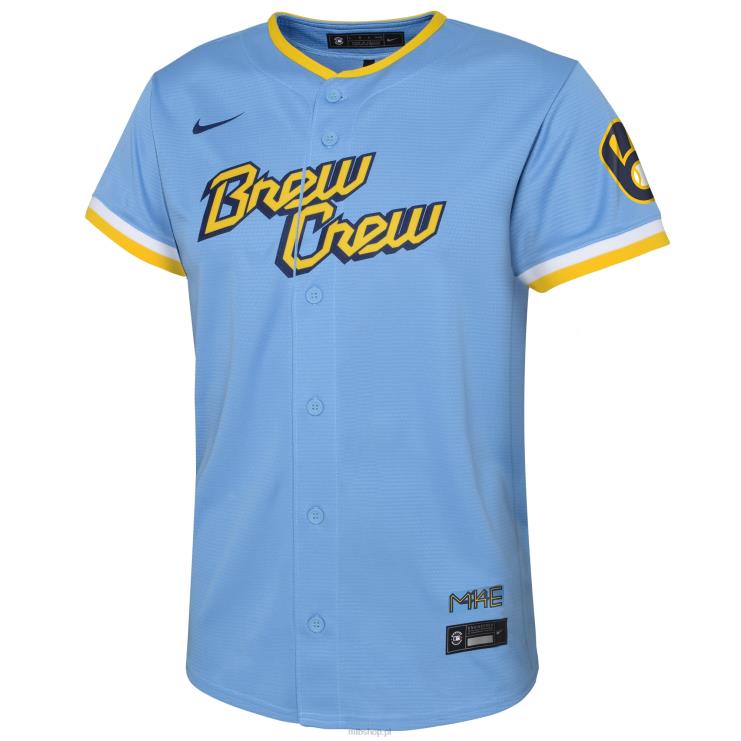 Replika koszulki drużyny Milwaukee brewers Nike Powder Blue 2022 City Connect młodzież 0J02V1287 MLB Jerseys