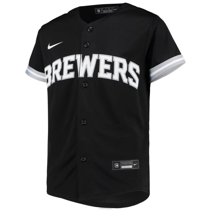 czarno-biała replika koszulki zespołu Milwaukee brewers nike młodzież 0J02V1410 MLB Jerseys