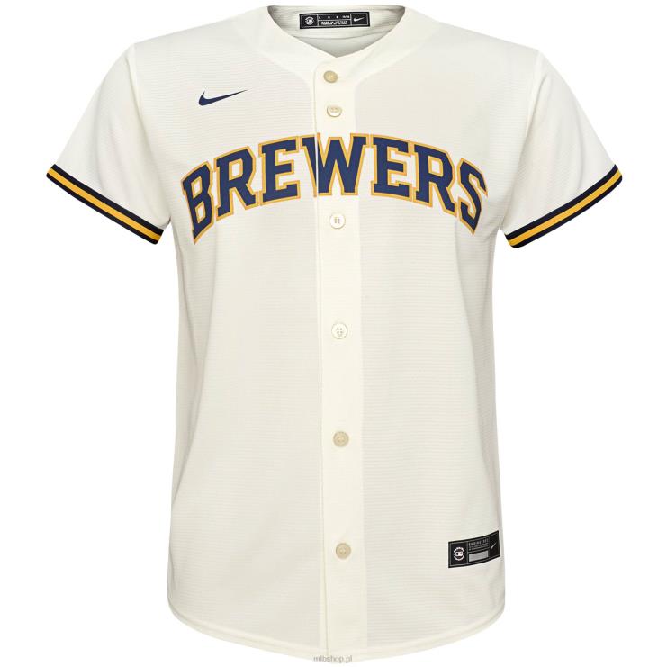 kremowa replika domowej koszulki drużyny nike brewers nike młodzież 0J02V1524 MLB Jerseys