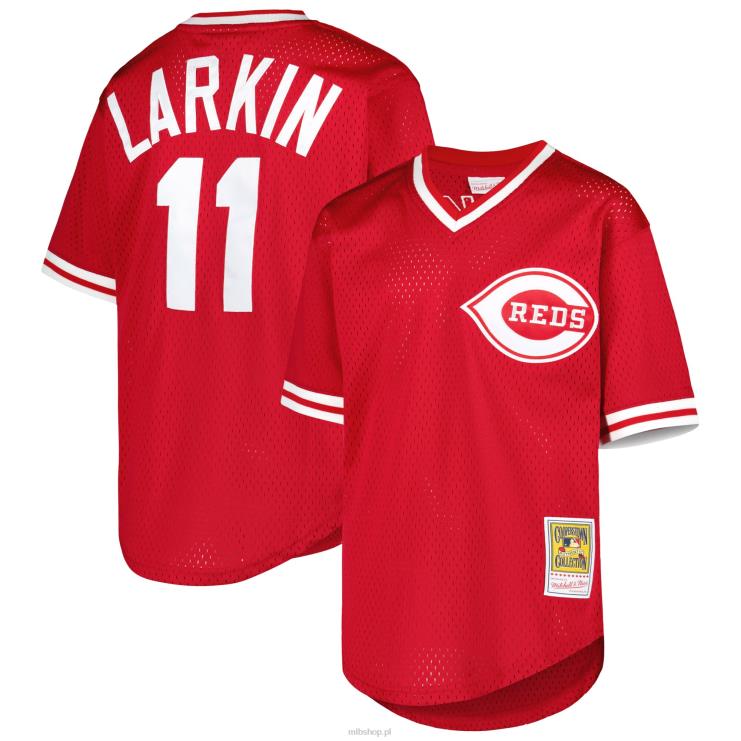 cincinnati reds barry larkin mitchell & ness czerwona cooperstown kolekcja siatkowa koszulka treningowa mrugnięcia młodzież 0J02V1145 MLB Jerseys