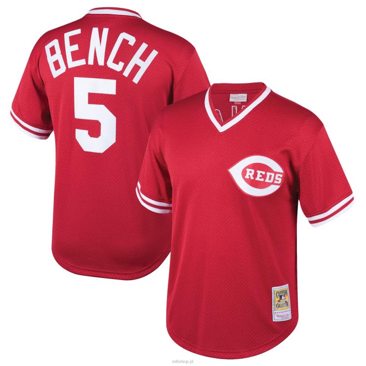 cincinnati reds johnny bench mitchell & ness czerwona kolekcja cooperstown siatkowa koszulka do ćwiczeń mrugnięcia młodzież 0J02V1302 MLB Jerseys
