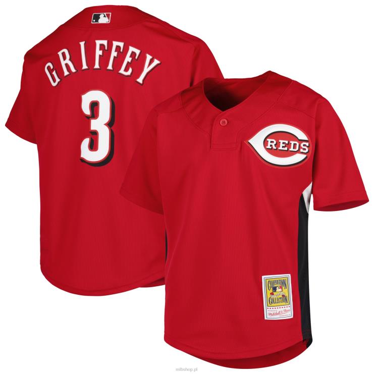 cincinnati reds ken griffey jr. Mitchell & ness czerwona koszulka treningowa z kolekcji Cooperstown młodzież 0J02V961 MLB Jerseys