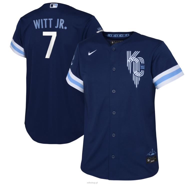 Kansas City Royals Bobby Witt Jr. Replika koszulki Nike Navy 2022 City Connect młodzież 0J02V1035 MLB Jerseys