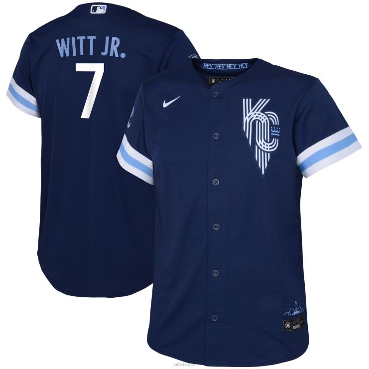 Kansas City Royals Bobby Witt Jr. Replika koszulki Nike Navy 2022 City Connect maluch 0J02V1325 MLB Jerseys