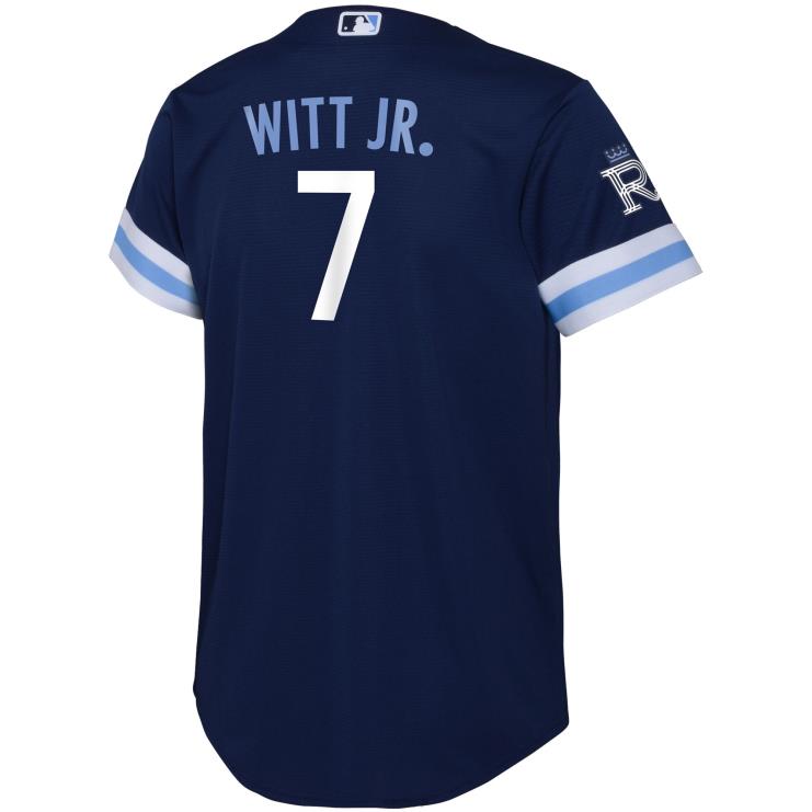 Kansas City Royals Bobby Witt Jr. Replika koszulki Nike Navy 2022 City Connect maluch 0J02V1325 MLB Jerseys