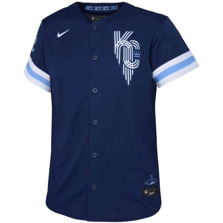 Replika koszulki gracza Kansas City Royals Salvador Perez Nike Navy 2022 City Connect maluch 0J02V1386 MLB Jerseys