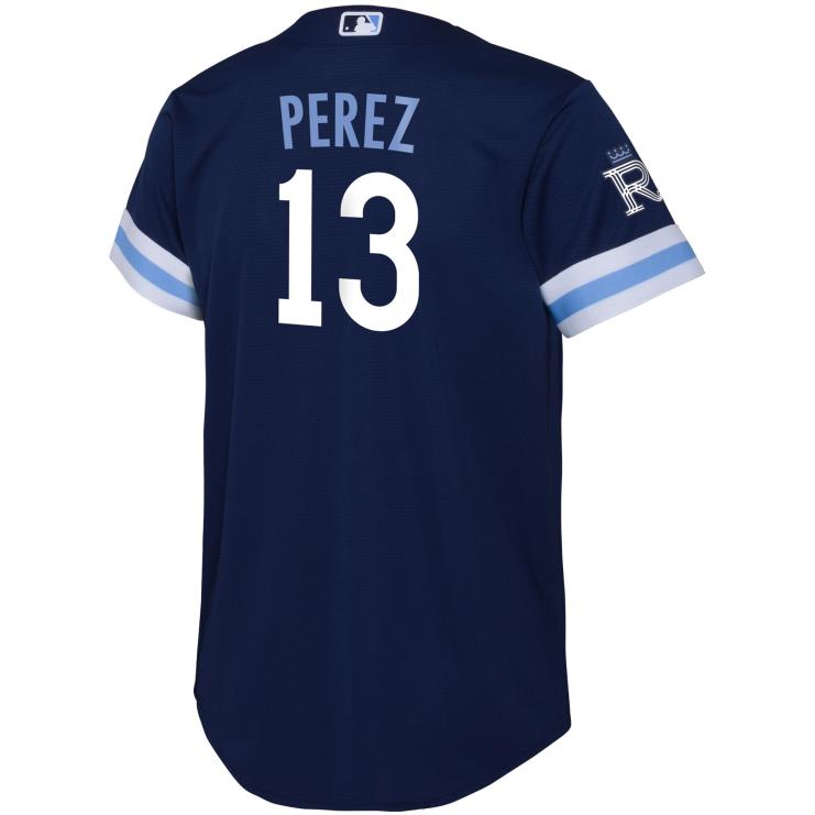 Replika koszulki gracza Kansas City Royals Salvador Perez Nike Navy 2022 City Connect maluch 0J02V1386 MLB Jerseys