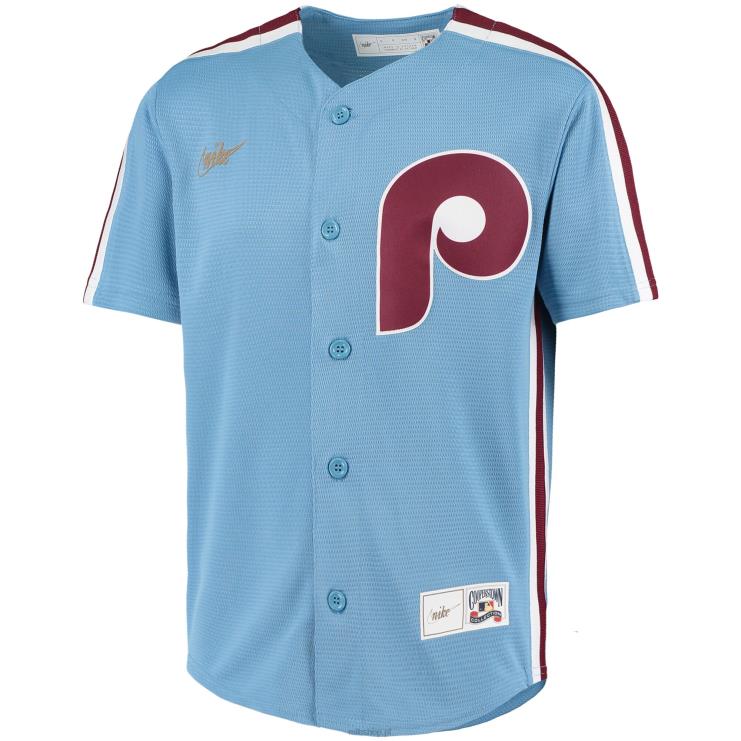 philadelphia phillies koszulka nike w kolorze jasnoniebieskim z kolekcji road cooperstown młodzież 0J02V1573 MLB Jerseys
