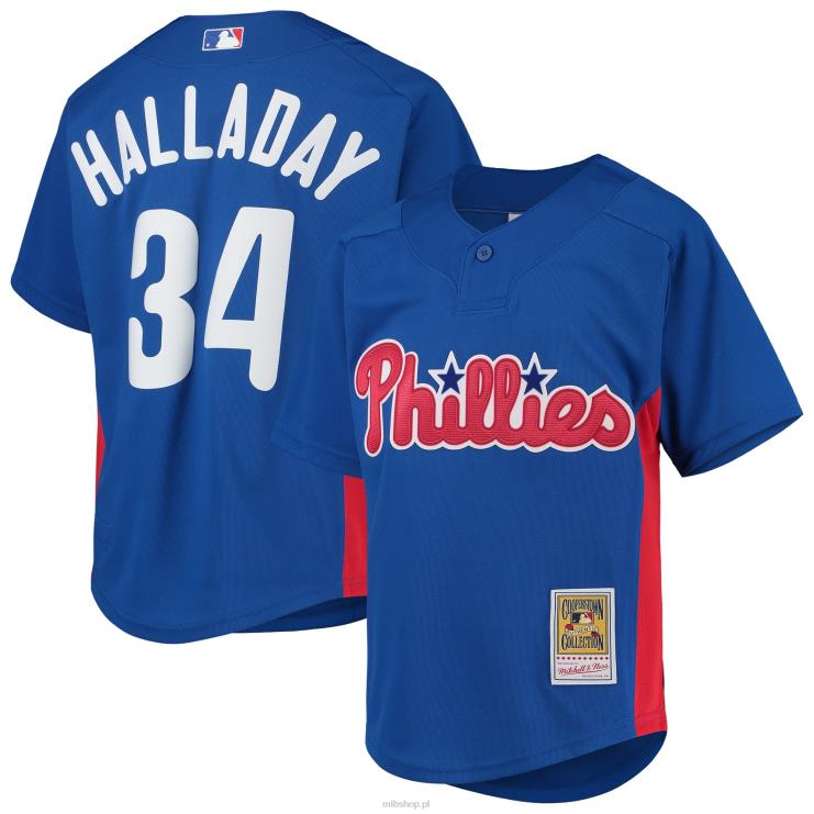 philadelphia phillies roy halladay mitchell & ness kolekcja royal cooperstown siatkowa koszulka treningowa mrugnięcia młodzież 0J02V1249 MLB Jerseys