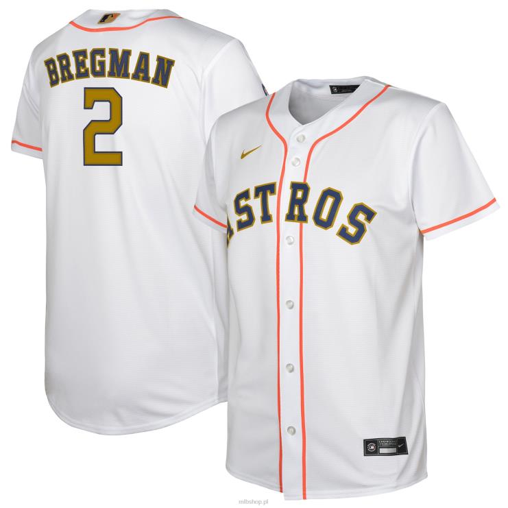 houston astros alex bregman nike biało-złota replika koszulki gracza 2023 ze złotej kolekcji młodzież 0J02V703 MLB Jerseys
