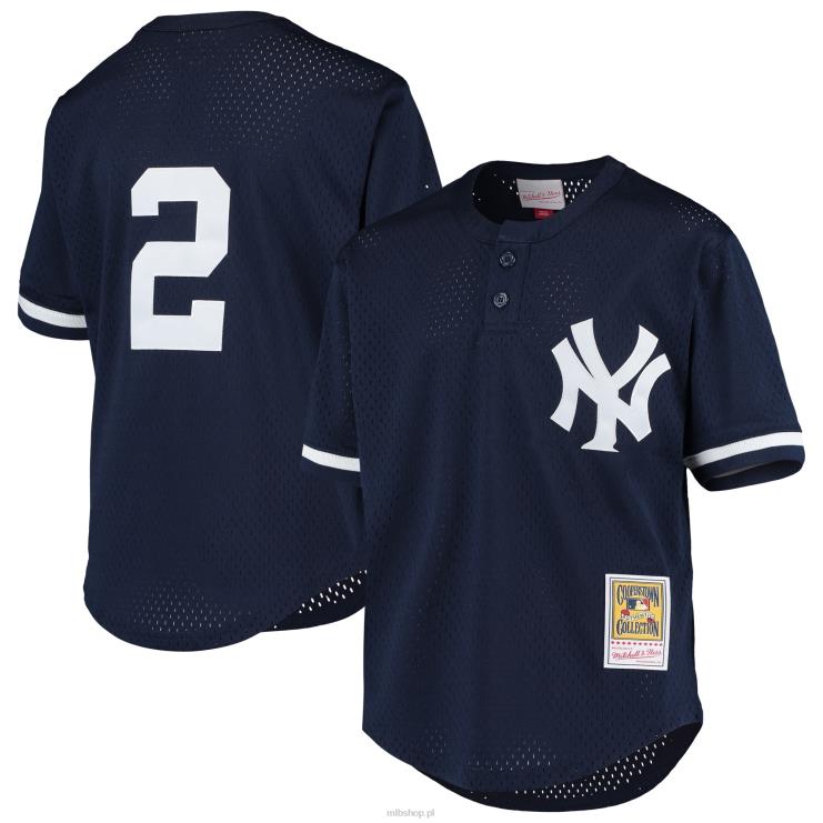 New York Yankees derek jeter mitchell & ness granatowa kolekcja cooperstown siatkowa koszulka treningowa mrugnięcia młodzież 0J02V296 MLB Jerseys