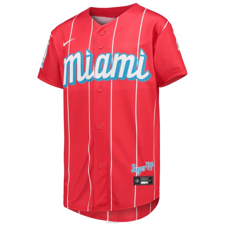 Miami Marlins Jazz Chisholm Jr. Replika koszulki gracza Nike Red City Connect młodzież 0J02V569 MLB Jerseys
