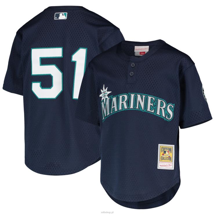 Seattle Mariners Ichiro suzuki mitchell & ness granatowa kolekcja cooperstown siatkowa koszulka treningowa do pałki młodzież 0J02V1052 MLB Jerseys