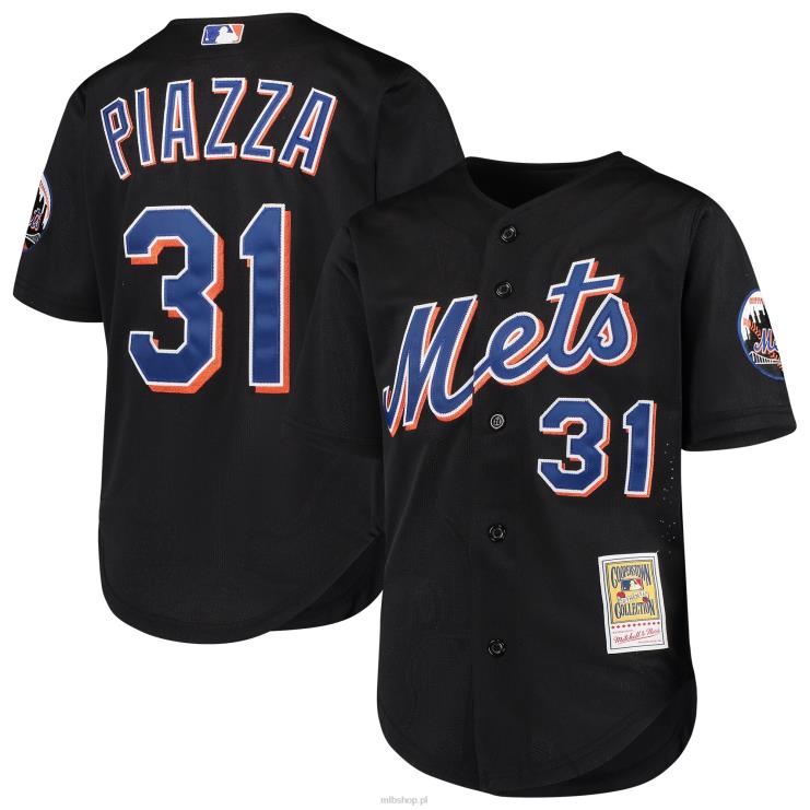 New York Mets mike piazza mitchell & ness czarna koszulka treningowa z kolekcji cooperstown młodzież 0J02V1076 MLB Jerseys