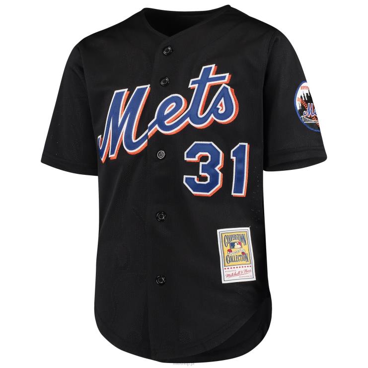 New York Mets mike piazza mitchell & ness czarna koszulka treningowa z kolekcji cooperstown młodzież 0J02V1076 MLB Jerseys