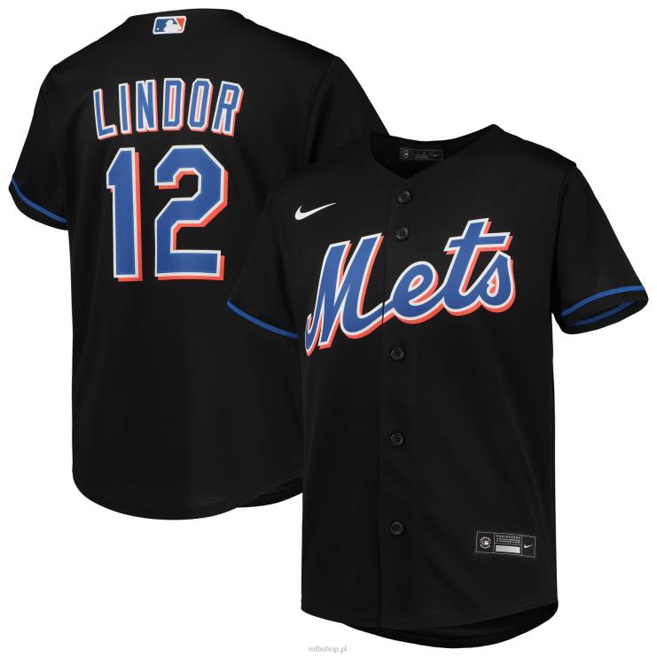 czarna replika koszulki New York Mets Francisco Lindor Nike młodzież 0J02V224 MLB Jerseys