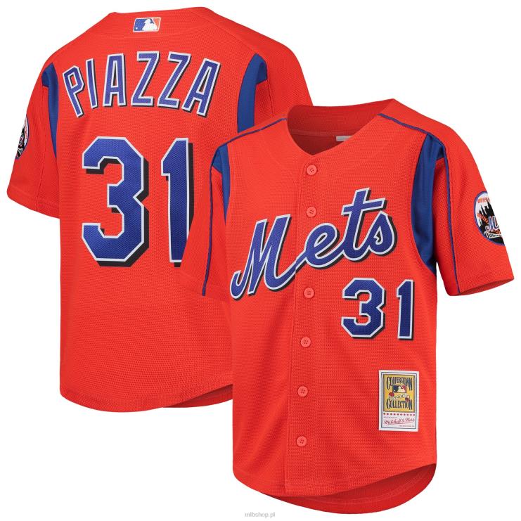 new york mets mike piazza mitchell & ness pomarańczowa koszulka z kolekcji cooperstown młodzież 0J02V1075 MLB Jerseys