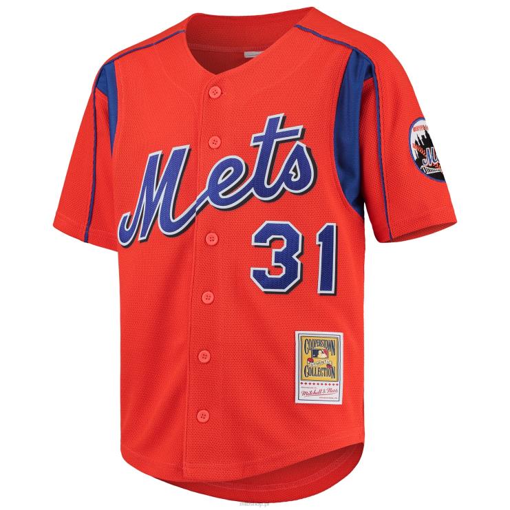 new york mets mike piazza mitchell & ness pomarańczowa koszulka z kolekcji cooperstown młodzież 0J02V1075 MLB Jerseys