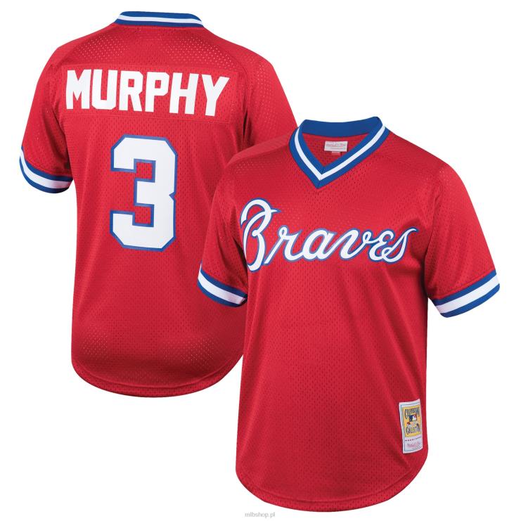 Atlanta Brass Dale Murphy Mitchell & Ness czerwona koszulka treningowa z kolekcji Cooperstown z siateczki młodzież 0J02V1503 MLB Jerseys