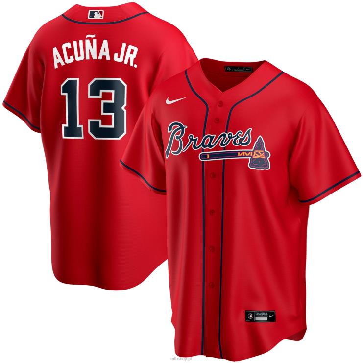 atlanta odważny ronald acuna jr. czerwona replika koszulki gracza nike młodzież 0J02V161 MLB Jerseys