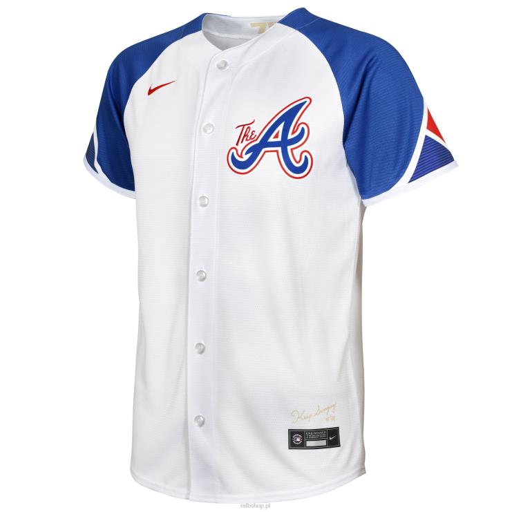 biała replika koszulki Nike City Connect 2023 Atlanta Braves przedszkole 0J02V640 MLB Jerseys
