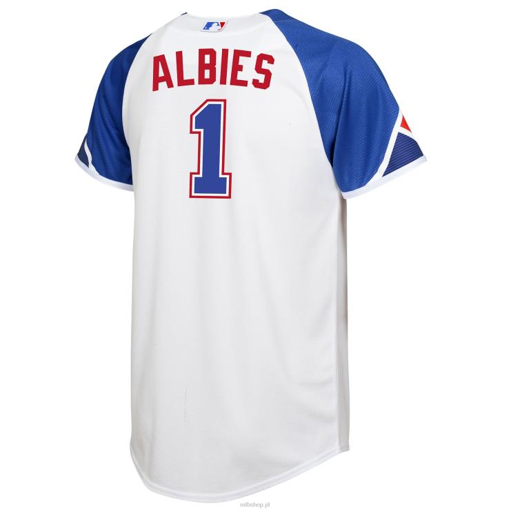 biała replika koszulki gracza Nike 2023 City Connect Atlanta Brass Ozzie Albies maluch 0J02V958 MLB Jerseys