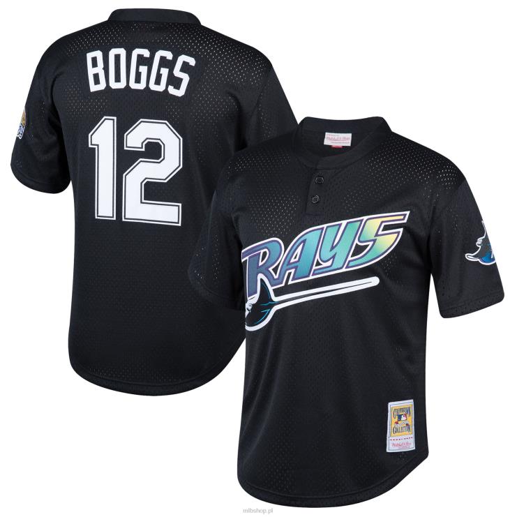 Tampa Bay Rays Wade Boggs Mitchell & Ness Czarna koszulka treningowa z kolekcji Cooperstown młodzież 0J02V1055 MLB Jerseys