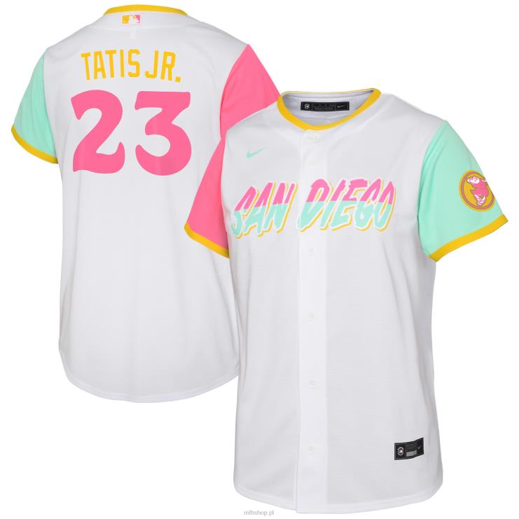 San Diego Padres Fernando Tatis Jr. biała replika koszulki gracza nike city connect 2022 przedszkole 0J02V732 MLB Jerseys