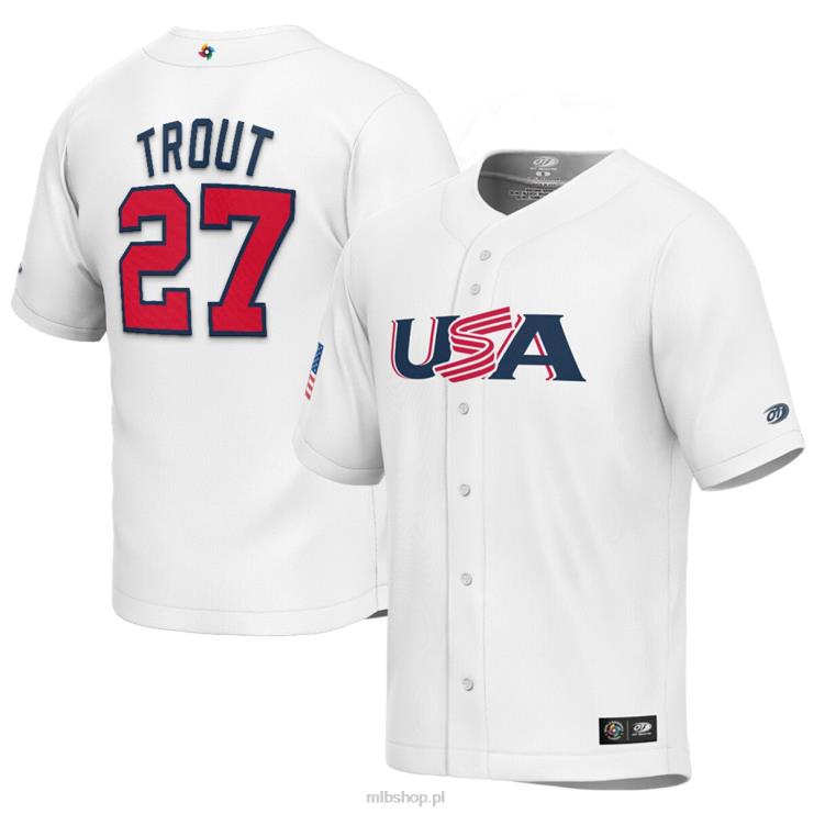 USA Baseball Mike Trout White 2023 World Baseball Classic replika koszulki gracza młodzież 0J02V1107 MLB Jerseys