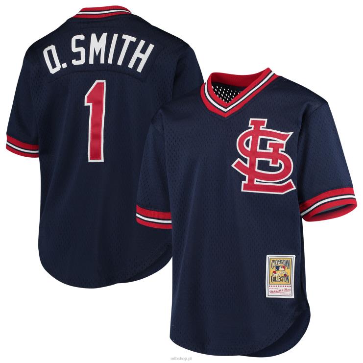 ul. louis cardinals ozzie smith mitchell & ness granatowa kolekcja cooperstown siatkowa koszulka treningowa mrugnięcia młodzież 0J02V591 MLB Jerseys