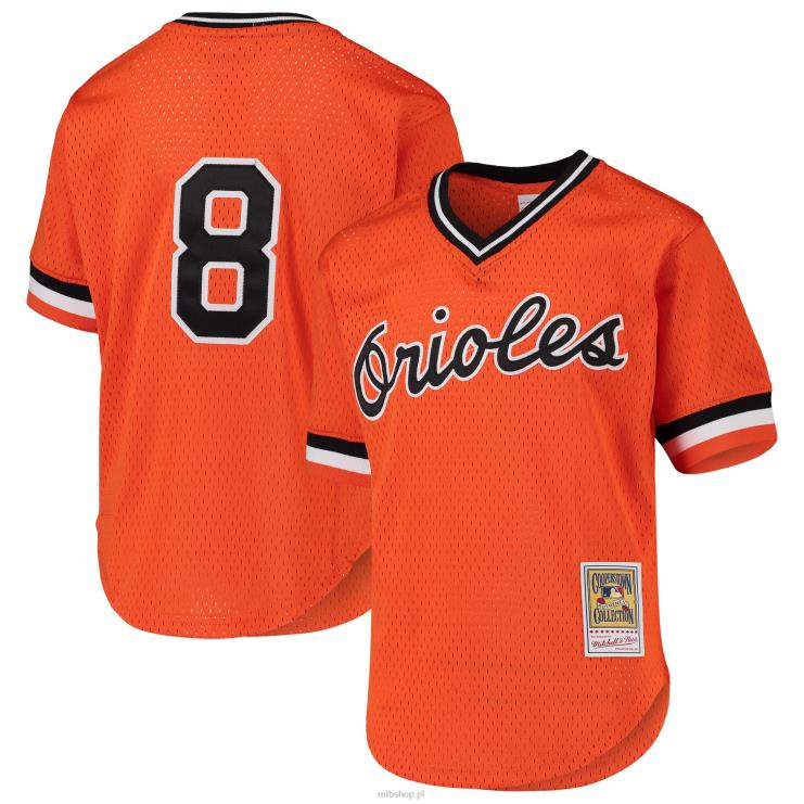 baltimore wilgi cal ripken jr. mitchell & ness pomarańczowa koszulka z kolekcji cooperstown do ćwiczeń z pałką mrugającą młodzież 0J02V631 MLB Jerseys
