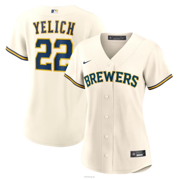 Milwaukee brewers christian yelich nike kremowa replika domowej koszulki gracza kobiety 0J02V537 MLB Jerseys