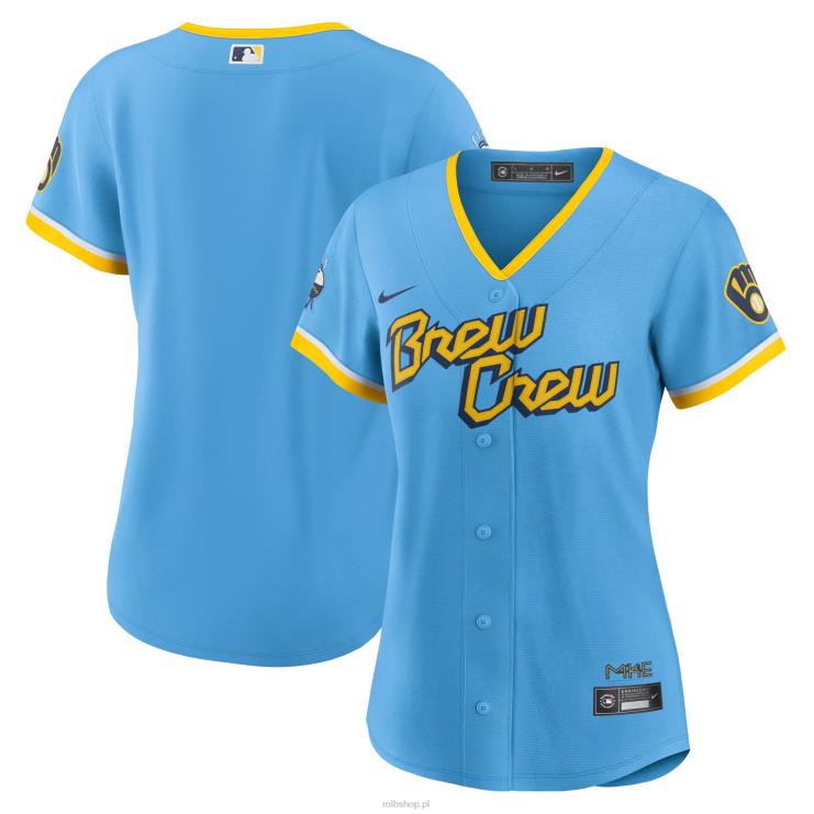 Replika koszulki drużyny Milwaukee brewers Nike Powder Blue 2022 City Connect kobiety 0J02V880 MLB Jerseys