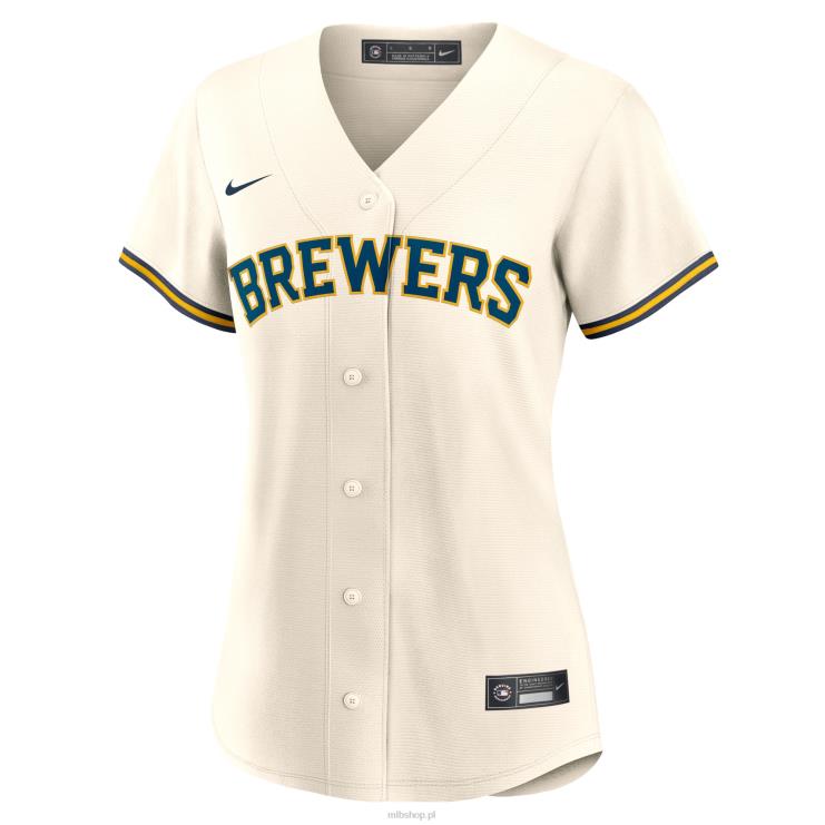 kremowa replika koszulki domowej firmy Milwaukee brewers nike kobiety 0J02V709 MLB Jerseys