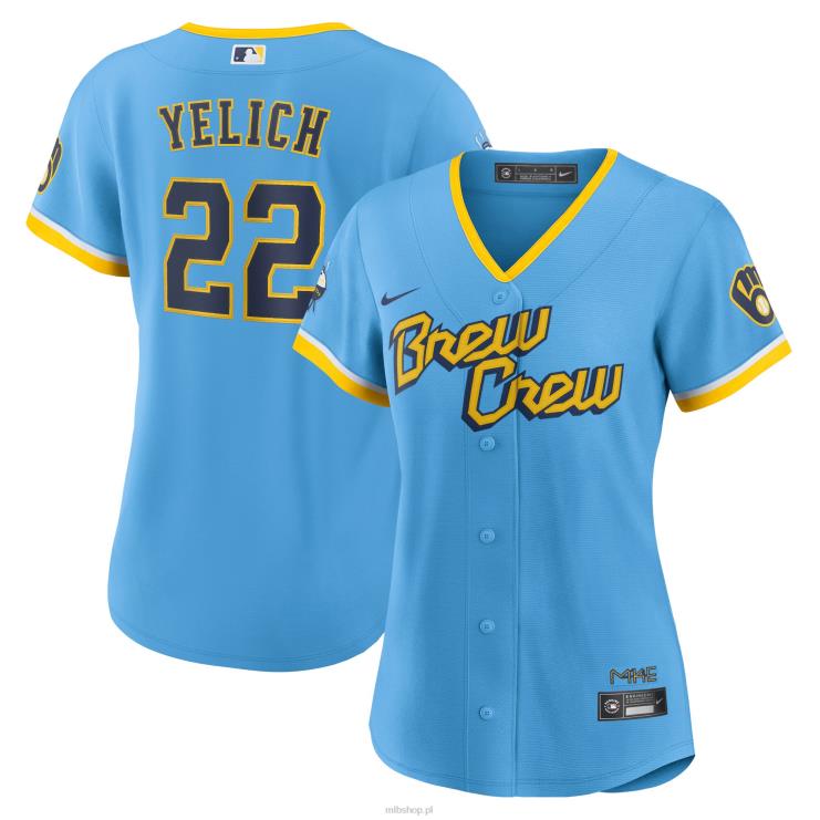 milwaukee brewers christian yelich nike proszek niebieski 2022 city connect replika koszulki gracza kobiety 0J02V1188 MLB Jerseys