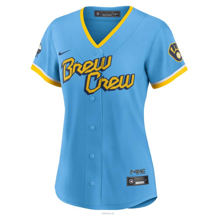 milwaukee brewers christian yelich nike proszek niebieski 2022 city connect replika koszulki gracza kobiety 0J02V1188 MLB Jerseys