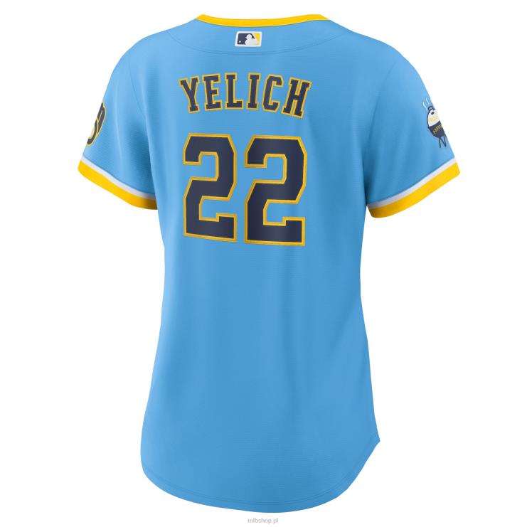 milwaukee brewers christian yelich nike proszek niebieski 2022 city connect replika koszulki gracza kobiety 0J02V1188 MLB Jerseys