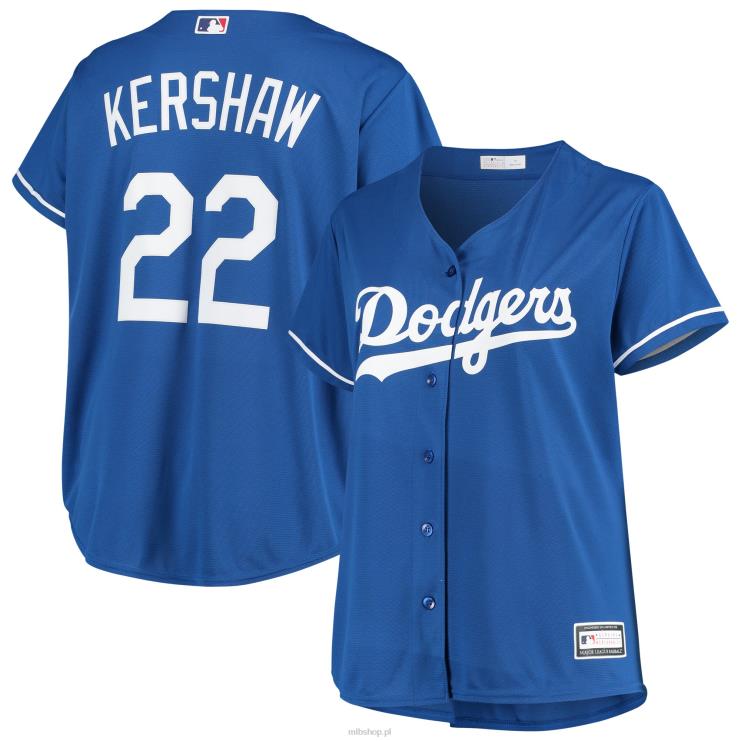 replika koszulki gracza Los Angeles Dodgers Clayton Kershaw Royal w dużych rozmiarach kobiety 0J02V1121 MLB Jerseys