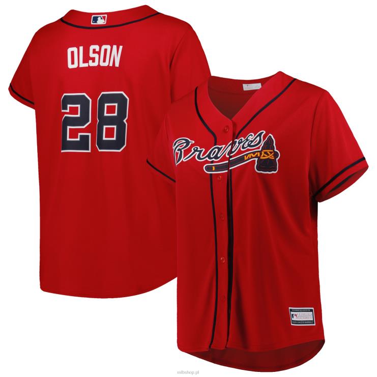 Atlanta Braves, matowa olson, czerwona replika koszulki gracza w dużych rozmiarach kobiety 0J02V715 MLB Jerseys