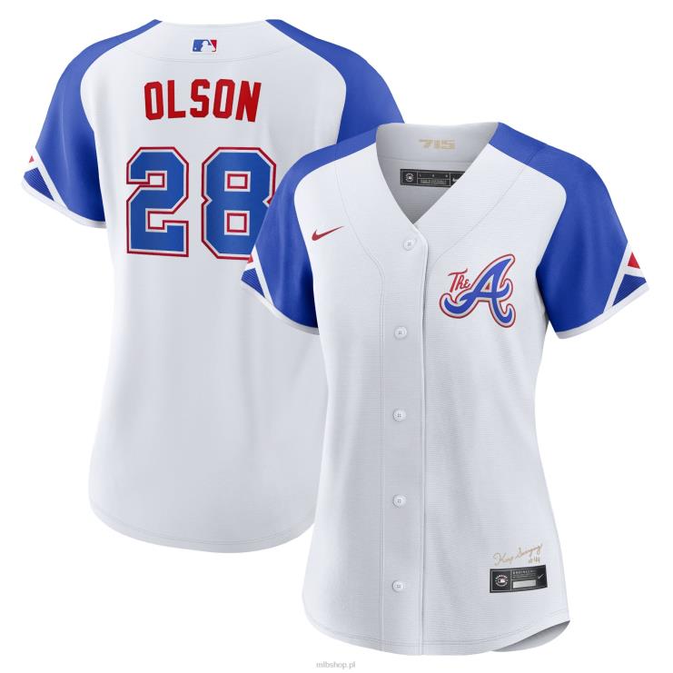 biała replika koszulki Nike City Connect 2023 Atlanta Bravers Matt Olson kobiety 0J02V204 MLB Jerseys