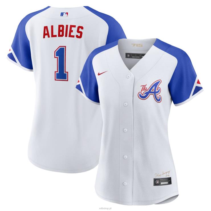 biała replika koszulki gracza Nike 2023 City Connect Atlanta Brass Ozzie Albies kobiety 0J02V205 MLB Jerseys