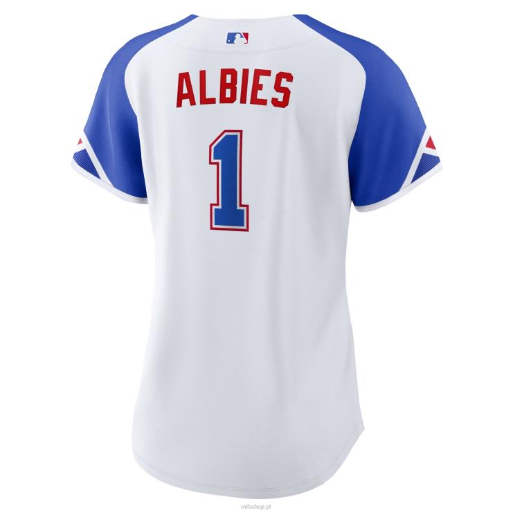 biała replika koszulki gracza Nike 2023 City Connect Atlanta Brass Ozzie Albies kobiety 0J02V205 MLB Jerseys