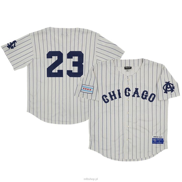 zapinana na guziki replika kremowej koszulki z siateczki chicago american gigants #23 rings & crwns mężczyźni 0J02V1361 MLB Jerseys