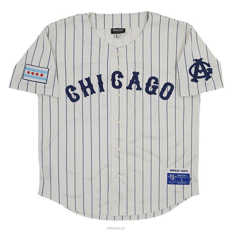 zapinana na guziki replika kremowej koszulki z siateczki chicago american gigants #23 rings & crwns mężczyźni 0J02V1361 MLB Jerseys
