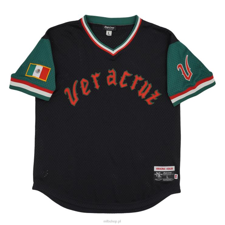 azules de veracruz #7 rings & crwns czarno-zielona replika siateczkowej koszulki z dekoltem w szpic mężczyźni 0J02V1394 MLB Jerseys
