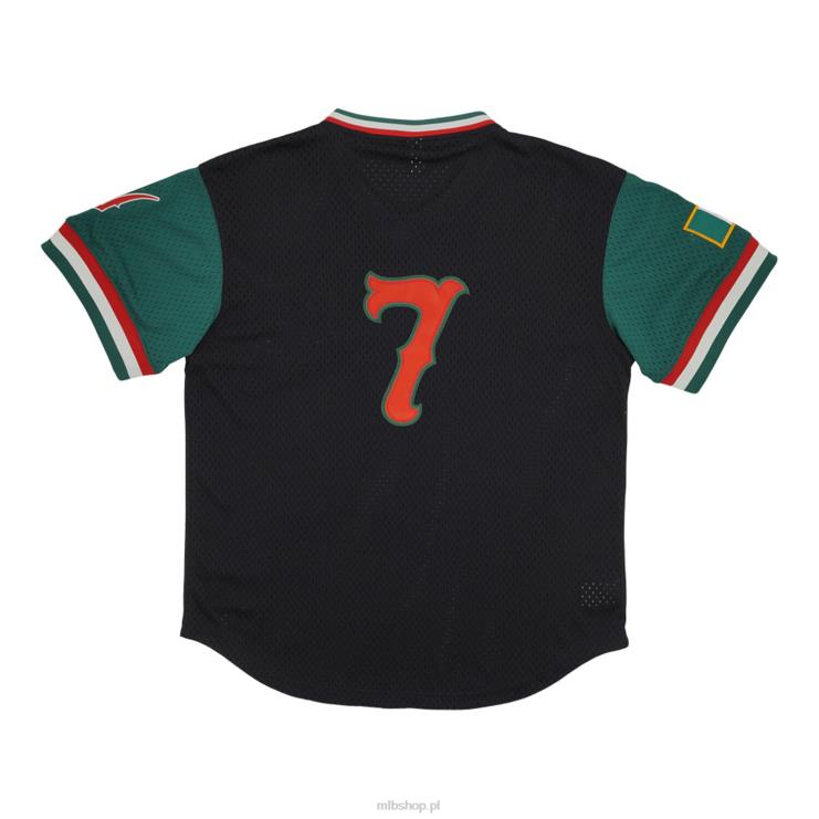 azules de veracruz #7 rings & crwns czarno-zielona replika siateczkowej koszulki z dekoltem w szpic mężczyźni 0J02V1394 MLB Jerseys