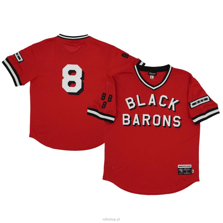 Birmingham Black Barons #8 Rings & Crwns Replika czerwonej siateczkowej koszulki z dekoltem w szpic mężczyźni 0J02V1425 MLB Jerseys