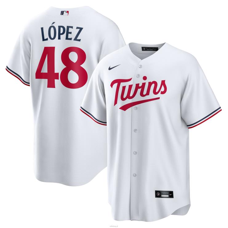 Biała domowa replika koszulki Nike Minnesota Twins Jorge Lopez Nike mężczyźni 0J02V1606 MLB Jerseys