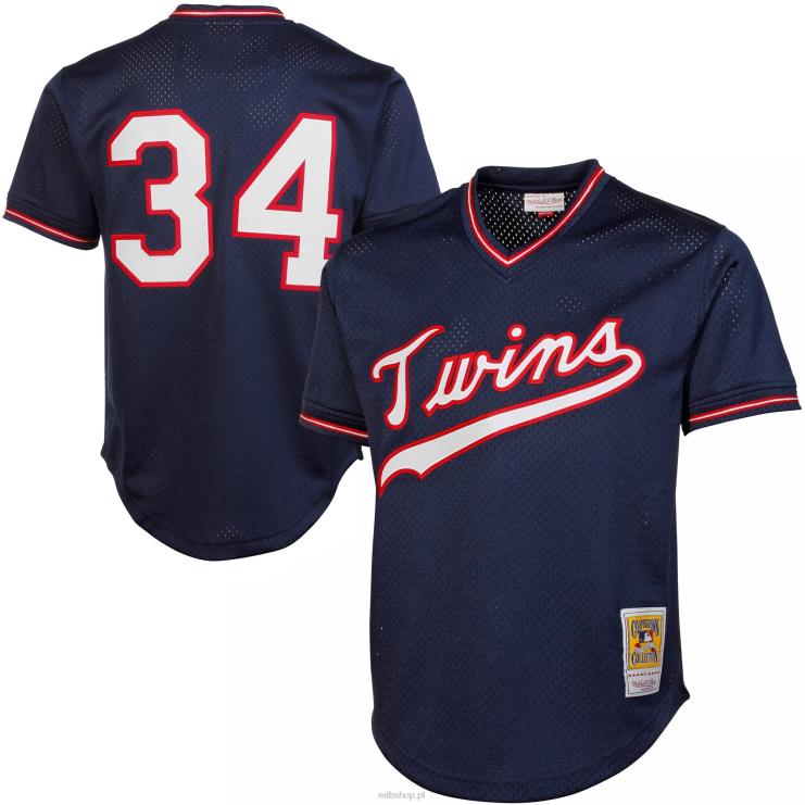 minnesota twins kirby puckett mitchell & ness granatowy 1985 autentyczna kolekcja cooperstown siatkowa koszulka treningowa mrugnięcia mężczyźni 0J02V1360 MLB Jerseys